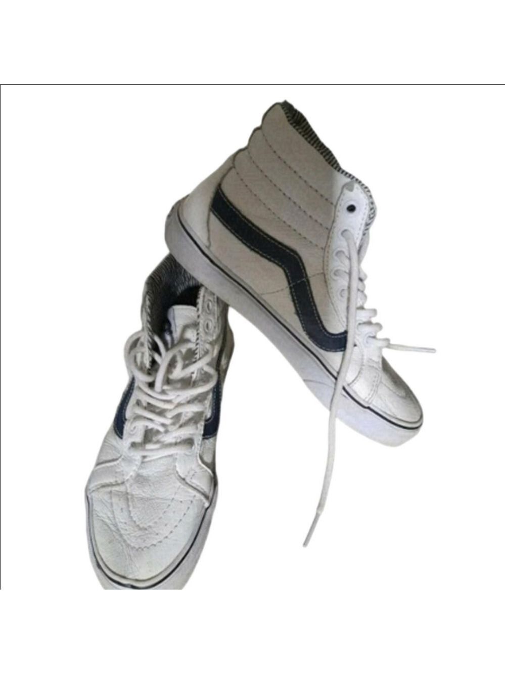 Vans OFF THE WALL supple leather HI TOP white skateboard shoes sneakers UNISEX